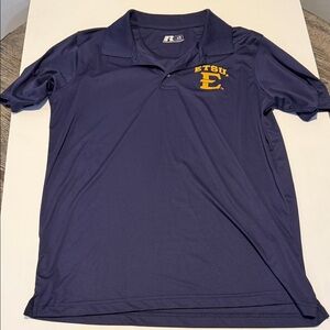 Russell Athletic Men's Polo in Deep Blue with Gold ETSU Logo